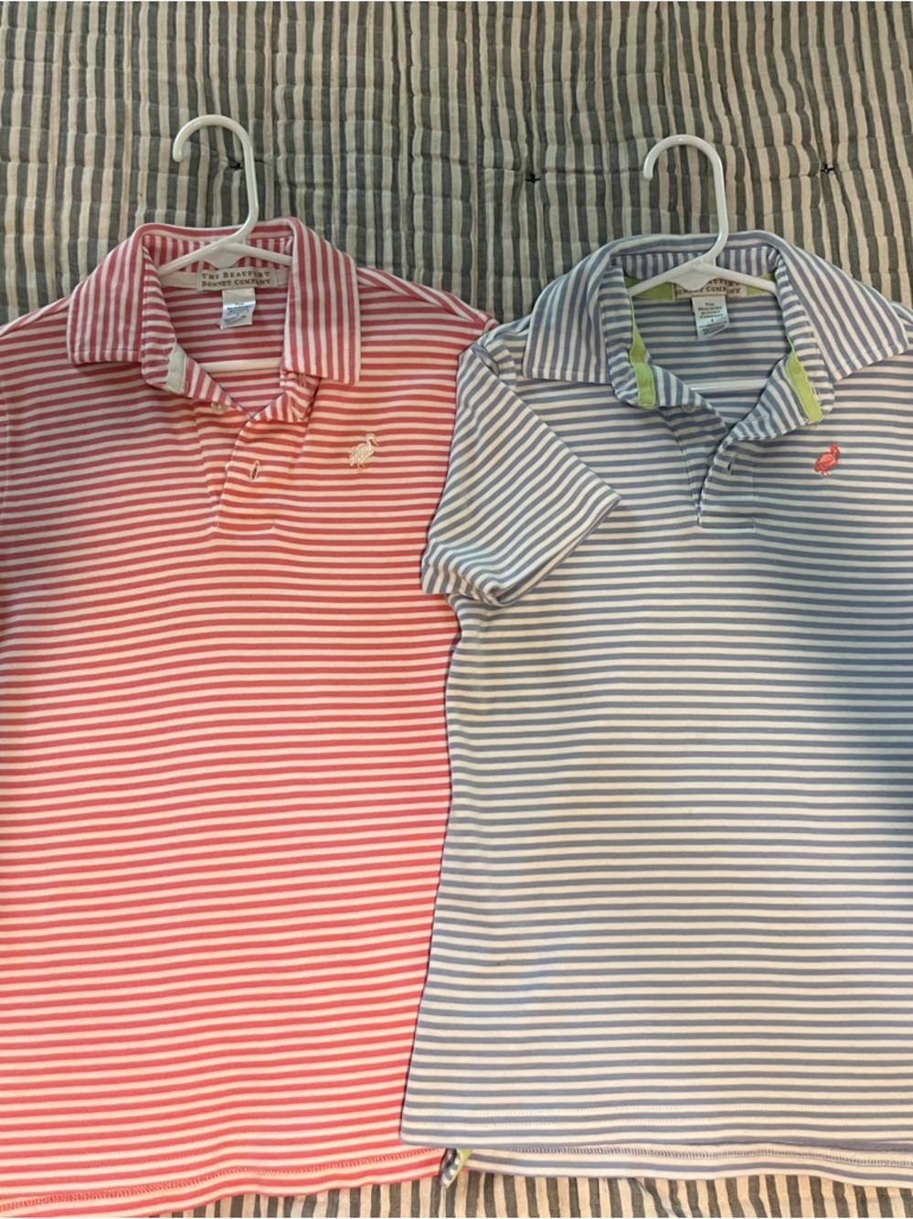 The Beaufort Bonnet Company Light Blue and White and Pink/White stripe polos